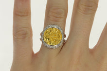 Load image into Gallery viewer, 18K Ornate Diamond Halo Textured Statement Ring Yellow Gold