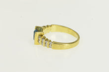 Load image into Gallery viewer, 18K Blue Topaz Diamond Striped Statement Ring Yellow Gold