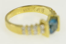 Load image into Gallery viewer, 18K Blue Topaz Diamond Striped Statement Ring Yellow Gold