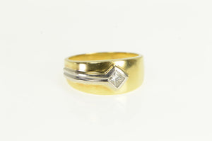 18K 0.36 Ct Princess Cut Diamond Men's Wedding Ring Yellow Gold