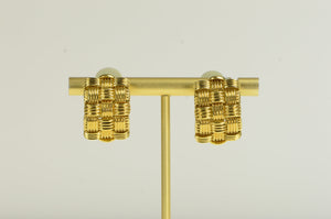 18K Roberto Coin Appassionata Woven Clip Back Earrings Yellow Gold