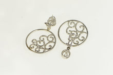 Load image into Gallery viewer, 18K 3.50 Ctw Pave Diamond Ornate Swirl Medallion Earrings White Gold