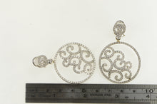 Load image into Gallery viewer, 18K 3.50 Ctw Pave Diamond Ornate Swirl Medallion Earrings White Gold
