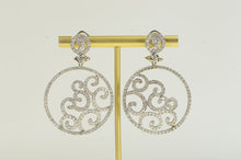 Load image into Gallery viewer, 18K 3.50 Ctw Pave Diamond Ornate Swirl Medallion Earrings White Gold