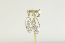 Load image into Gallery viewer, 18K 3.50 Ctw Pave Diamond Ornate Swirl Medallion Earrings White Gold