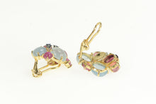 Load image into Gallery viewer, 14K 1960&#39;s Retro Ruby Tourmaline Topaz Sapphire Earrings Yellow Gold