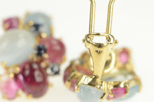 Load image into Gallery viewer, 14K 1960&#39;s Retro Ruby Tourmaline Topaz Sapphire Earrings Yellow Gold