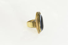 Load image into Gallery viewer, 14K Black Onyx Cabochon Sim. Emerald Snake Ring Yellow Gold