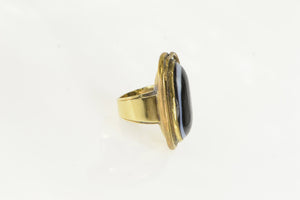 14K Black Onyx Cabochon Sim. Emerald Snake Ring Yellow Gold