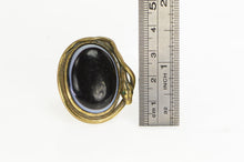 Load image into Gallery viewer, 14K Black Onyx Cabochon Sim. Emerald Snake Ring Yellow Gold