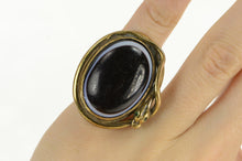 Load image into Gallery viewer, 14K Black Onyx Cabochon Sim. Emerald Snake Ring Yellow Gold