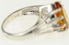 Load image into Gallery viewer, 14K Pear Cut Citrine Solitaire Vintage Cocktail Ring White Gold