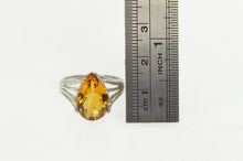 Load image into Gallery viewer, 14K Pear Cut Citrine Solitaire Vintage Cocktail Ring White Gold