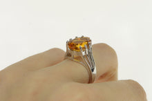 Load image into Gallery viewer, 14K Pear Cut Citrine Solitaire Vintage Cocktail Ring White Gold