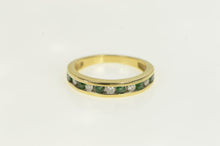 Load image into Gallery viewer, 14K Diamond Emerald Vintage Wedding Band Ring Yellow Gold