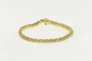 14K 1.75 Ctw Diamond Zig Zag Cluster Tennis Bracelet 6.75" Yellow Gold