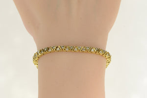 14K 1.75 Ctw Diamond Zig Zag Cluster Tennis Bracelet 6.75" Yellow Gold