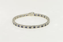 Load image into Gallery viewer, 14K 3.25 Ctw Lab Created Sapphire Diamond Bracelet 6.75&quot; White Gold