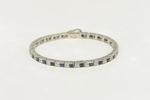 14K 3.25 Ctw Lab Created Sapphire Diamond Bracelet 6.75" White Gold