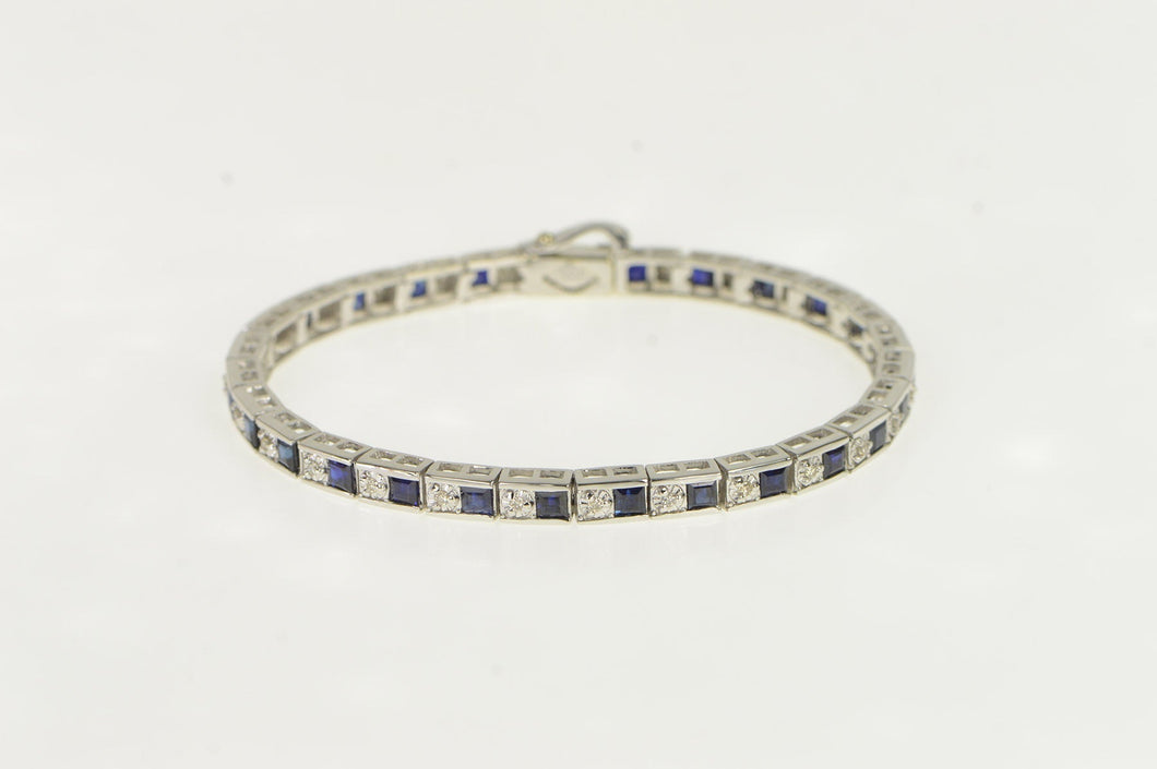 14K 3.25 Ctw Lab Created Sapphire Diamond Bracelet 6.75