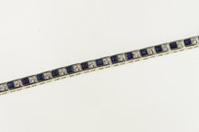 Load image into Gallery viewer, 14K 3.25 Ctw Lab Created Sapphire Diamond Bracelet 6.75&quot; White Gold