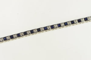 14K 3.25 Ctw Lab Created Sapphire Diamond Bracelet 6.75" White Gold