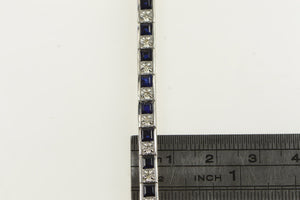 14K 3.25 Ctw Lab Created Sapphire Diamond Bracelet 6.75" White Gold