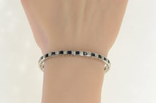 Load image into Gallery viewer, 14K 3.25 Ctw Lab Created Sapphire Diamond Bracelet 6.75&quot; White Gold