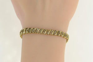 10K 1.32 Ctw Diamond Wavy Striped Tennis Bracelet 7.25" Yellow Gold