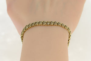 10K 1.32 Ctw Diamond Wavy Striped Tennis Bracelet 7.25" Yellow Gold