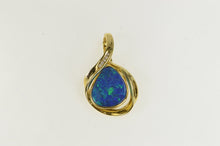 Load image into Gallery viewer, 18K Natural Black Opal Diamond Loop Statement Pendant Yellow Gold