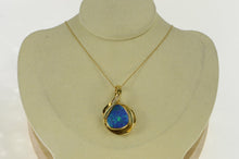 Load image into Gallery viewer, 14K Natural Black Opal Diamond Loop Statement Pendant Yellow Gold