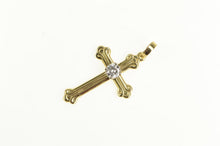 Load image into Gallery viewer, 14K 0.60 Ct Diamond Ornate Cross Christian Pendant Yellow Gold