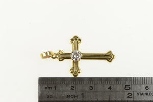 14K 0.60 Ct Diamond Ornate Cross Christian Pendant Yellow Gold