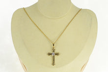 Load image into Gallery viewer, 14K 0.60 Ct Diamond Ornate Cross Christian Pendant Yellow Gold