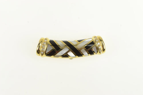14K Asch Grossbardt Diamond Woven Onyx Inlay Pendant Yellow Gold