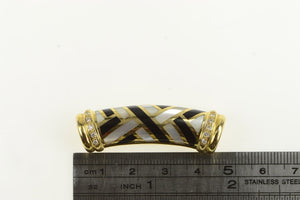14K Asch Grossbardt Diamond Woven Onyx Inlay Pendant Yellow Gold