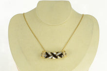 Load image into Gallery viewer, 14K Asch Grossbardt Diamond Woven Onyx Inlay Pendant Yellow Gold
