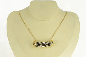14K Asch Grossbardt Diamond Woven Onyx Inlay Pendant Yellow Gold