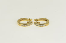 Load image into Gallery viewer, 14K 0.80 Ctw Princess Diamond Oval Hoop Earrings Yellow Gold