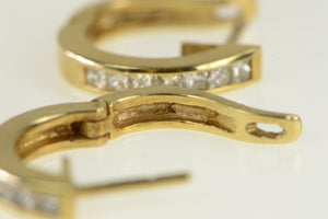 14K 0.80 Ctw Princess Diamond Oval Hoop Earrings Yellow Gold