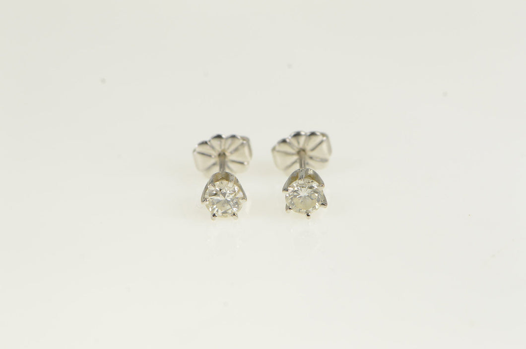 14K 0.43 Ctw Diamond Solitaire Vintage Stud Earrings White Gold