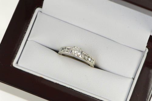 14K 0.56 Ctw Diamond Classic Engagement Ring White Gold
