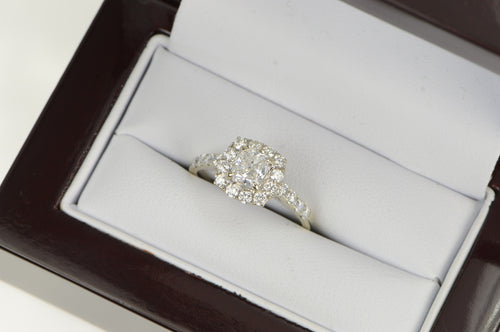 14K 1.81 Ctw Cushion Diamond Halo Engagement Ring White Gold
