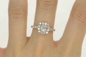 14K 1.81 Ctw Cushion Diamond Halo Engagement Ring White Gold