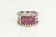 Load image into Gallery viewer, 18K 2.50 Ctw Natural Ruby Diamond Cluster Layer Ring White Gold