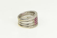 Load image into Gallery viewer, 18K 2.50 Ctw Natural Ruby Diamond Cluster Layer Ring White Gold