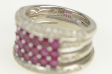 Load image into Gallery viewer, 18K 2.50 Ctw Natural Ruby Diamond Cluster Layer Ring White Gold