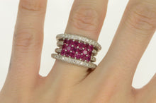 Load image into Gallery viewer, 18K 2.50 Ctw Natural Ruby Diamond Cluster Layer Ring White Gold