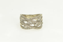 Load image into Gallery viewer, 14K 1.00 Ctw Diamond Criss Cross Layered Band Ring White Gold